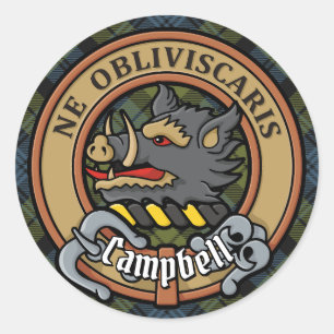 Campbell Crest over Tartan Ronde Sticker