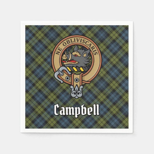 Campbell Crest over Tartan Servet (Voorkant)