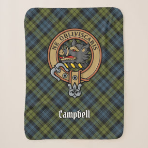 Campbell Crest over Tartan Sherpa Deken