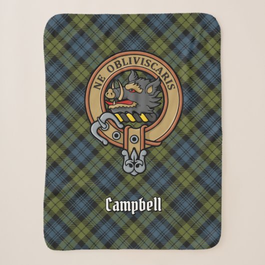 Campbell Crest over Tartan Sherpa Deken (Voorkant)
