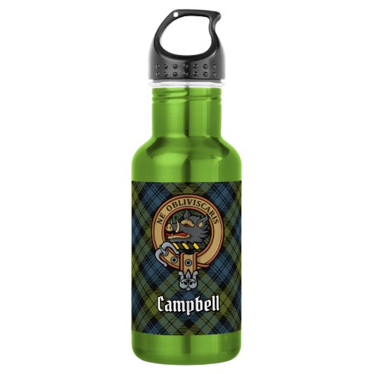 Campbell Crest over Tartan Waterfles (Voorkant)