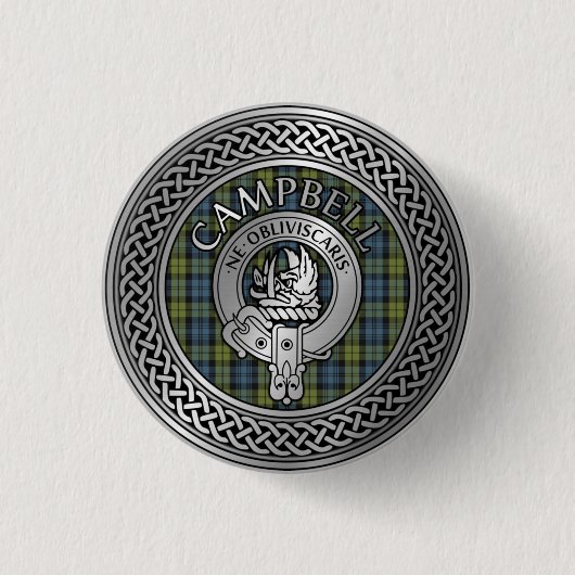 Campbell Crest & Tartan Knot Button (Voorkant)
