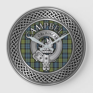 Campbell Crest & Tartan Knot Large Clock Grote Klok