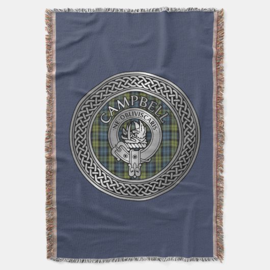 Campbell Crest & Tartan Knot Throw Blanket Deken (Voorkant Verticaal)