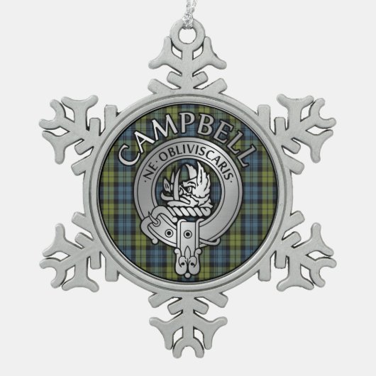 Campbell Crest & Tartan Tin Sneeuwvlok Ornament (Voorkant)