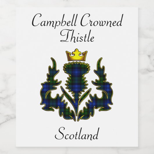 Campbell Crowned Thistle White Label Wijn Etiket (Enkel label)