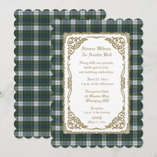 Campbell Dress Ancient Tartan met Gold Lijst Kaart (Voorkant / Achterkant)