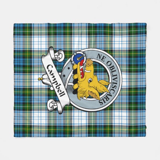 Campbell Dress Clan Badge Tartan Pset Fleece Deken (Voorkant (Horizontaal))
