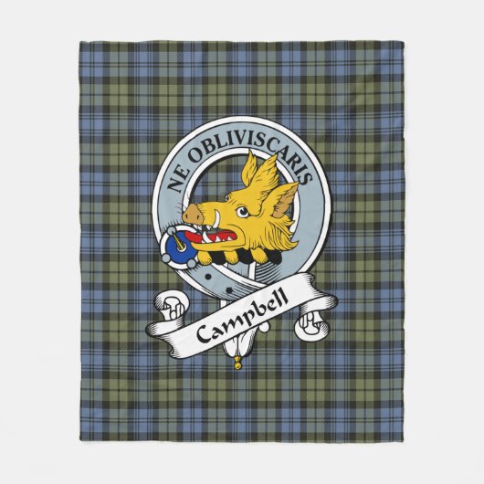 Campbell Faded Clan Badge Tartan Pset Fleece Deken (Voorkant)