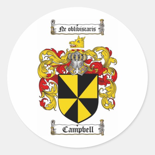 CAMPBELL FAMILIE CREST - CAMPBELL COAT VAN WAPENS RONDE STICKER (Voorkant)