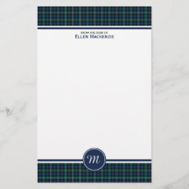 Campbell familie Tartan marine blauw geruite monog Briefpapier