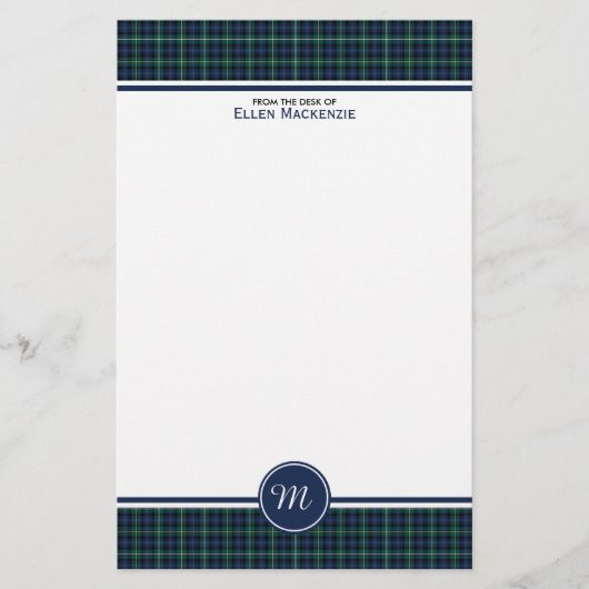Campbell familie Tartan marine blauw geruite monog Briefpapier (Voorkant)