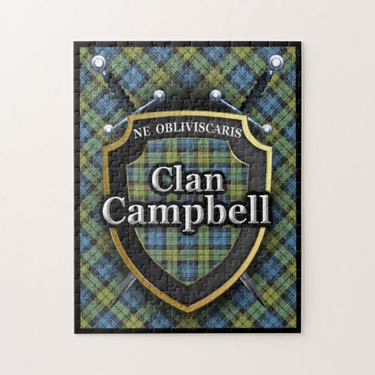 Campbell Family Scottish Tartan Swords and Shield Legpuzzel (Verticaal)