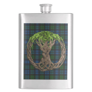 Campbell Militaire tartan en Keltische boom of Lif Heupfles
