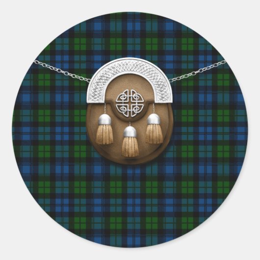 Campbell Militaire Tartan en Sporran Ronde Sticker (Voorkant)