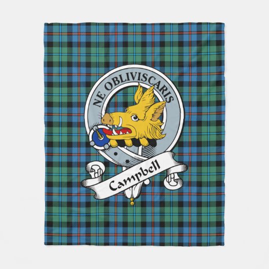 Campbell of Cawdor Ancient Clan badge Tartan Pset Fleece Deken (Voorkant)
