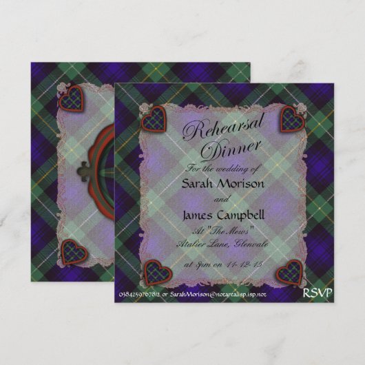 Campbell of Cawdor Pset - Rehearsal Dinner nodig Kaart (Voorkant / Achterkant)