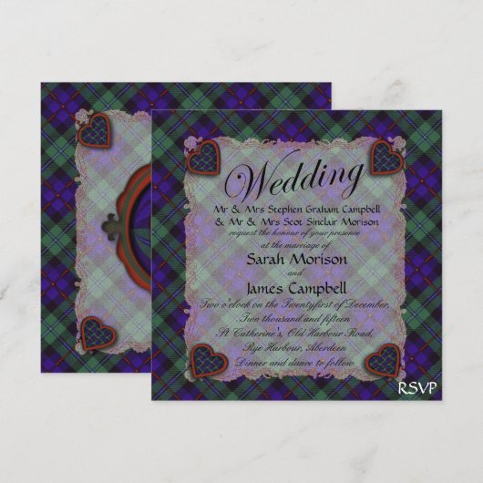 Campbell of Cawdor Scottish clan tartan - Pset Kaart (Voorkant / Achterkant)