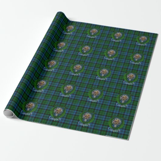 Campbell Schotse Clan Tartan & Crest Cadeaupapier (Uitgerold)