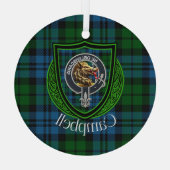 Campbell Schotse Clan Tartan & Crest Glas Ornament (Achterkant)