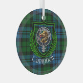 Campbell Schotse Clan Tartan & Crest Glas Ornament (Voorkant Rechts)