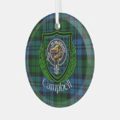 Campbell Schotse Clan Tartan & Crest Glas Ornament (Voorkant links)