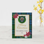 Campbell Schotse Clan Tartan & Crest Kaart (Gele Bloem)