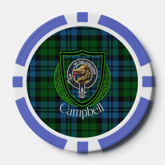Campbell Schotse Clan Tartan & Crest Poker Chips (Voorkant)