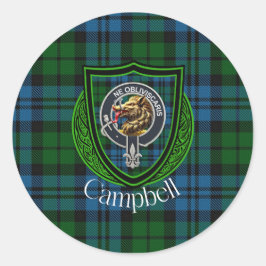 Campbell Schotse Clan Tartan & Crest Ronde Sticker