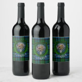 Campbell Schotse Clans Tartan & Crest Wijn Etiket (Flessen)
