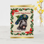 Campbell Scottie Dog gepersonaliseerde Xmas Kaart (Gele Bloem)