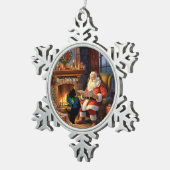 Campbell Scottie Dog & Santa gepersonaliseerd Tin Sneeuwvlok Ornament (Rechts)