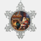 Campbell Scottie Dog & Santa gepersonaliseerd Tin Sneeuwvlok Ornament (Voorkant)