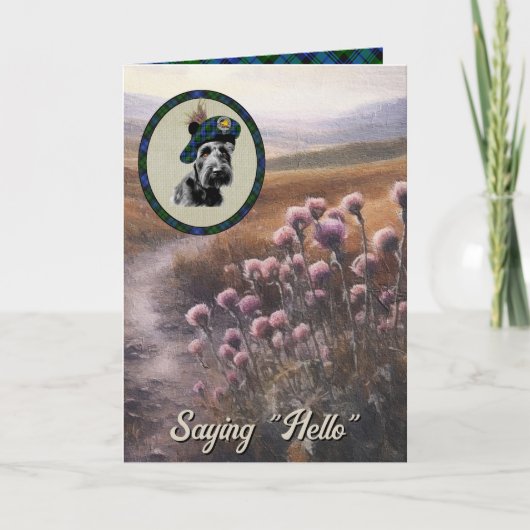 Campbell Scottie Dog & Tartan Gepersonaliseerde Ka Kaart (Voorkant)