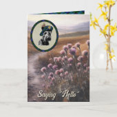 Campbell Scottie Dog & Tartan Gepersonaliseerde Ka Kaart (Gele Bloem)