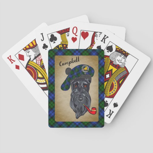 Campbell Scottie Dog w/Tartan gepersonaliseerd Pokerkaarten (Achterkant)