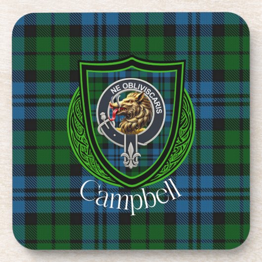 Campbell Scottish Clan Tartan & Crest Bier Onderzetter (Voorkant)