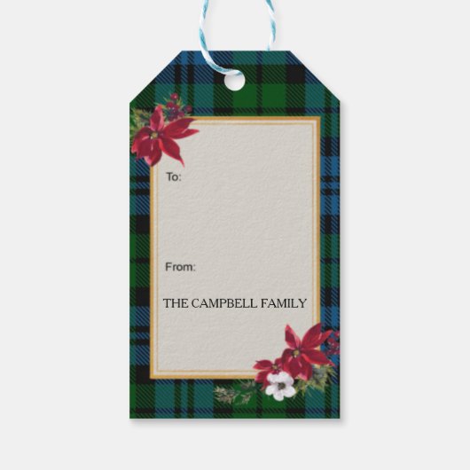 Campbell Scottish Clan Tartan & Crest Cadeaulabel (Achterkant)