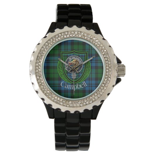 Campbell Scottish Clan Tartan & Crest Horloge (Voorkant)