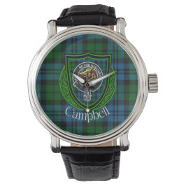 Campbell Scottish Clan Tartan & Crest Horloge