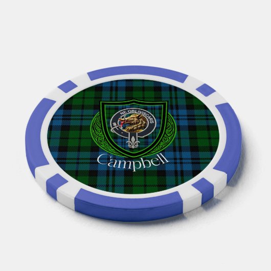 Campbell Scottish Clan Tartan & Crest Poker Chips (Enkel)