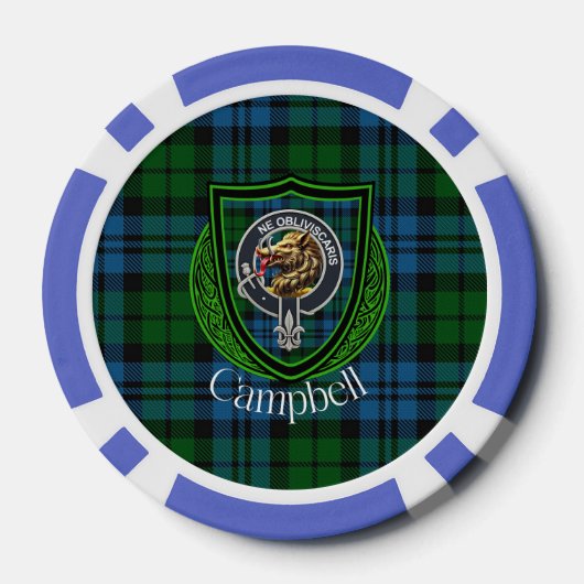 Campbell Scottish Clan Tartan & Crest Poker Chips (Achterkant)