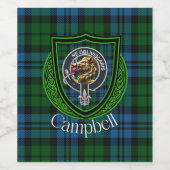 Campbell Scottish Clan Tartan & Crest Wijn Etiket (Enkel label)