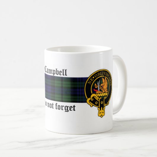 Campbell Scottish crest and Tartan mok (Voorkant rechts)