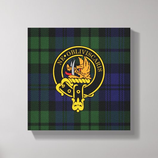Campbell Scottish Crest en Tartan Canvas print (Voorkant)