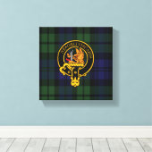 Campbell Scottish Crest en Tartan Canvas print (Insitu (Houten vloer))