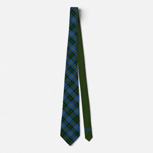 Campbell Scottish Tartan & Green Monogram Stropdas (Voorkant)