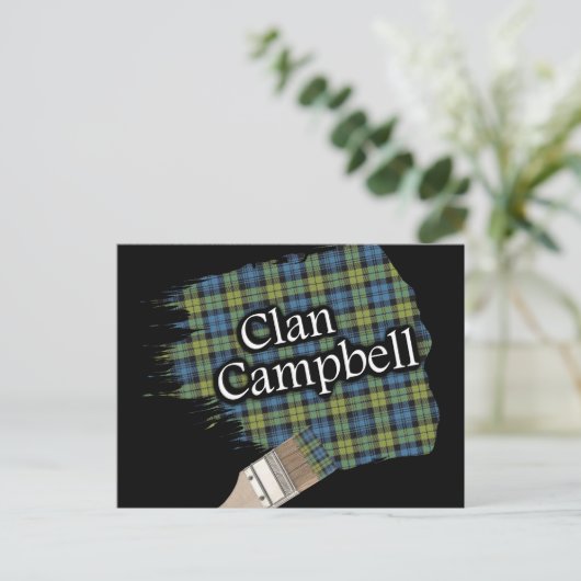 Campbell Scottish Tartan Paint Brush Briefkaart (Staand voorkant)