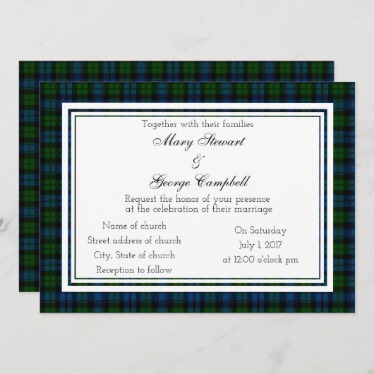 Campbell Scottish Wedding Invitation Kaart (Voorkant / Achterkant)