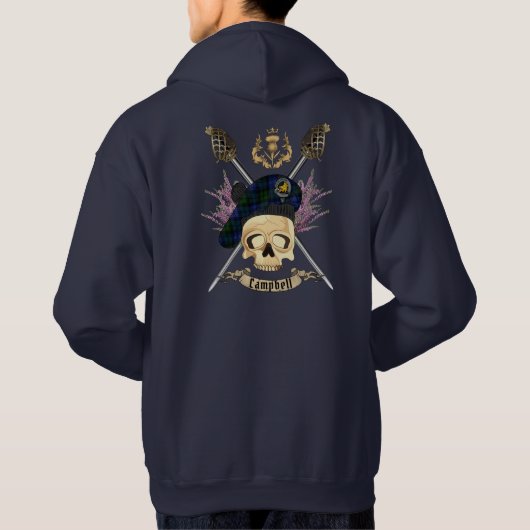 Campbell Skull en gekruiste zwaarden Hoodie (Achterkant)